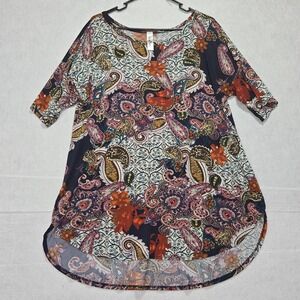 L#22 Perfectly Priscilla Women's XL Paisley Print Tunic Top 3/4 Sleeve
